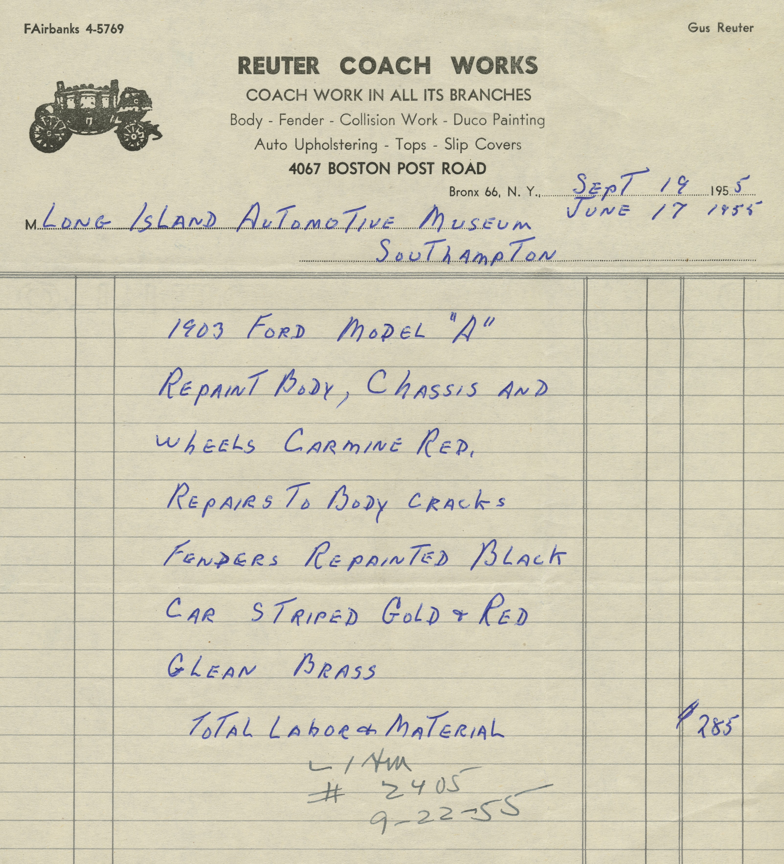 Gus Reuter restoration work